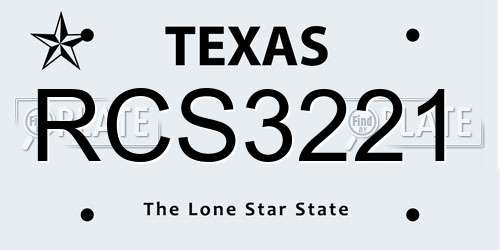 RCS3221 Texas License Plate