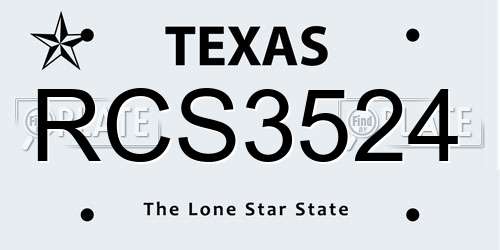 RCS3524 Texas License Plate