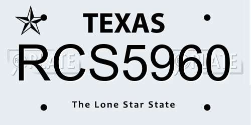 RCS5960 Texas License Plate