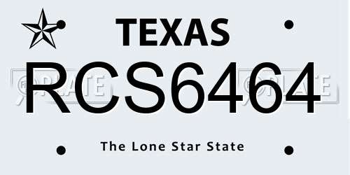 RCS6464 Texas License Plate