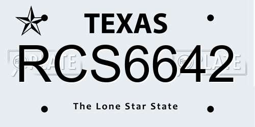 RCS6642 Texas License Plate