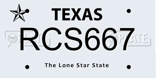 RCS667 Texas License Plate