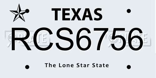 RCS6756 Texas License Plate