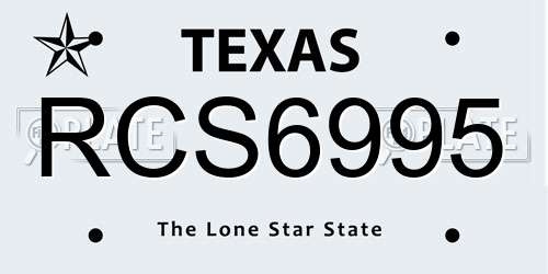 RCS6995 Texas License Plate