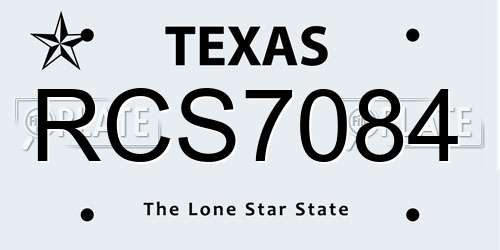 RCS7084 Texas License Plate
