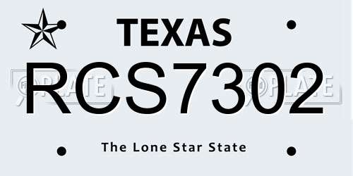 RCS7302 Texas License Plate