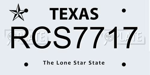 RCS7717 Texas License Plate