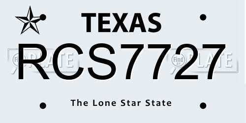 RCS7727 Texas License Plate