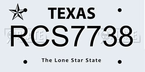 RCS7738 Texas License Plate