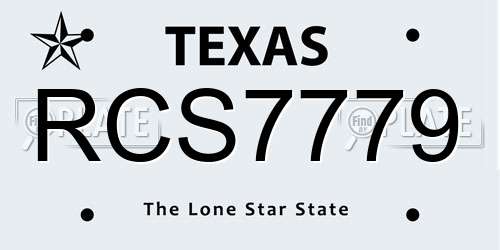 RCS7779 Texas License Plate
