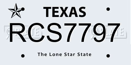 RCS7797 Texas License Plate