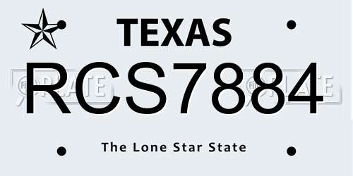 RCS7884 Texas License Plate