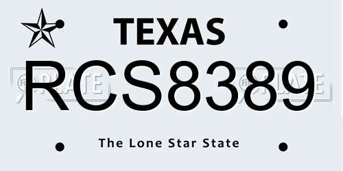RCS8389 Texas License Plate