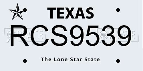 RCS9539 Texas License Plate