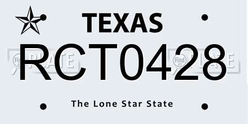 RCT0428 Texas License Plate