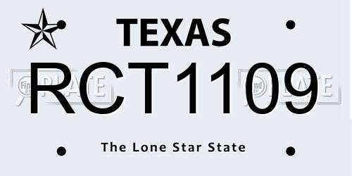 RCT1109 Texas License Plate