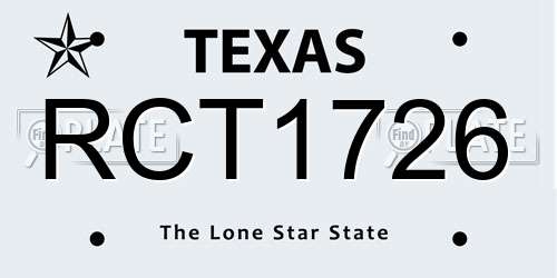 RCT1726 Texas License Plate