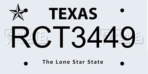 RCT3449 Texas License Plate