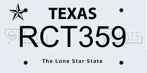 RCT359 Texas License Plate