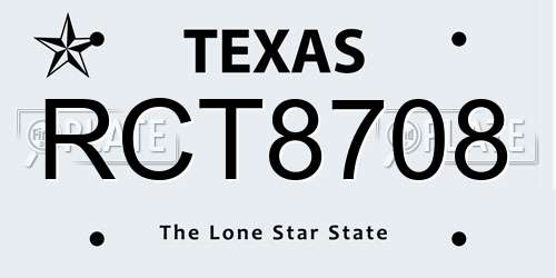 RCT8708 Texas License Plate