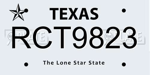 RCT9823 Texas License Plate