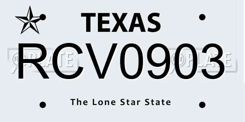 RCV0903 Texas License Plate