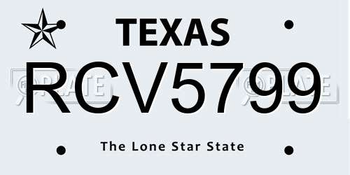 RCV5799 Texas License Plate