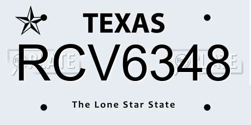 RCV6348 Texas License Plate