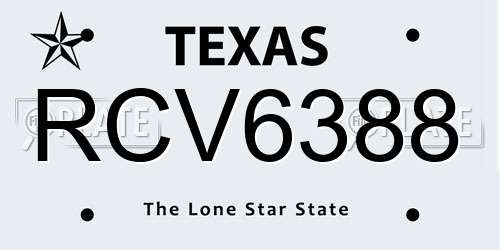 RCV6388 Texas License Plate