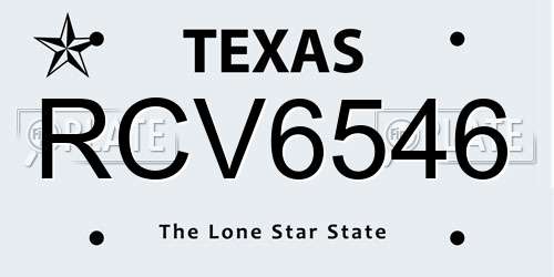 RCV6546 Texas License Plate
