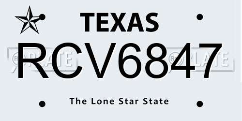 RCV6847 Texas License Plate