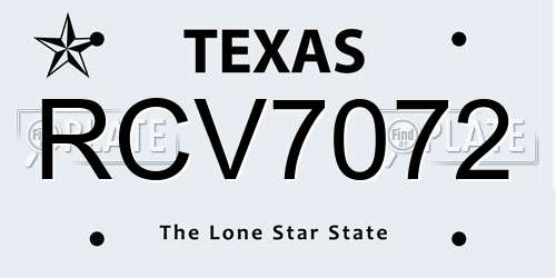 RCV7072 Texas License Plate