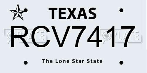 RCV7417 Texas License Plate