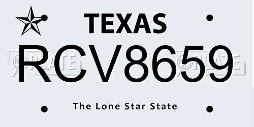 RCV8659 Texas License Plate