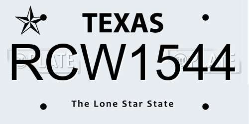 RCW1544 Texas License Plate