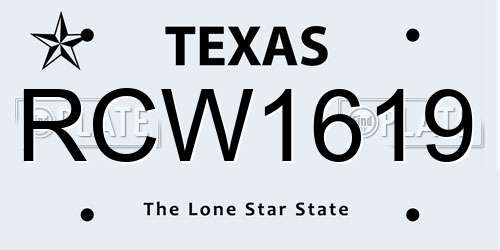 RCW1619 Texas License Plate
