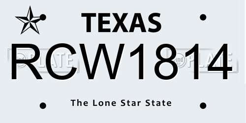 RCW1814 Texas License Plate
