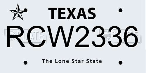 RCW2336 Texas License Plate