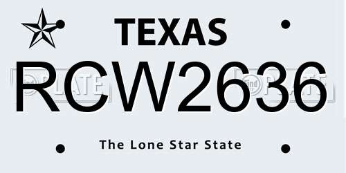 RCW2636 Texas License Plate