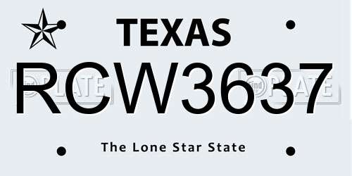 RCW3637 Texas License Plate