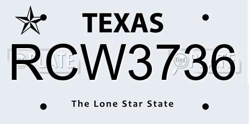 RCW3736 Texas License Plate