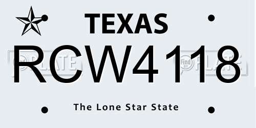 RCW4118 Texas License Plate