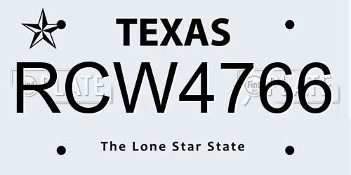 RCW4766 Texas License Plate