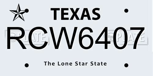 RCW6407 Texas License Plate