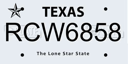 RCW6858 Texas License Plate