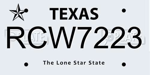 RCW7223 Texas License Plate