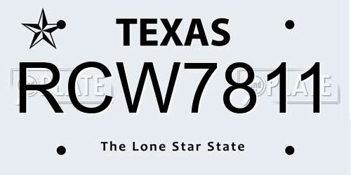 RCW7811 Texas License Plate