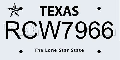 RCW7966 Texas License Plate