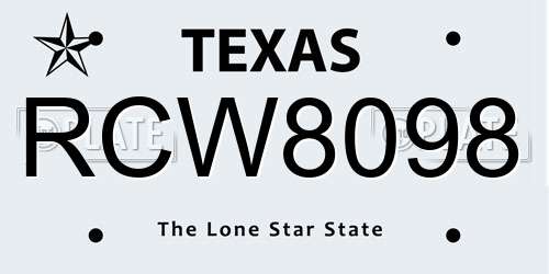 RCW8098 Texas License Plate