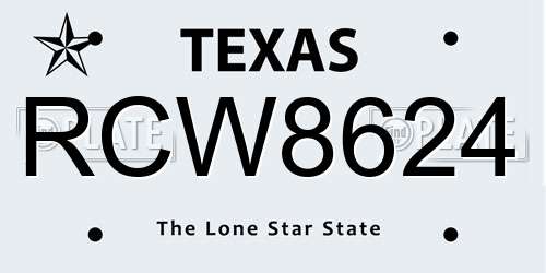 RCW8624 Texas License Plate